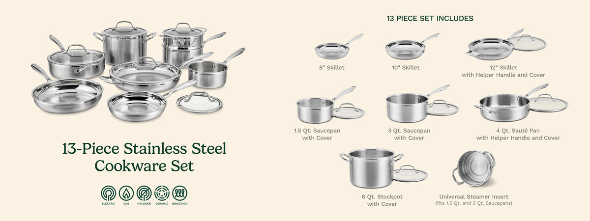 Cuisinart Tri-Ply Clad Stainless Steel 13-piece Cookware Set (1832642)