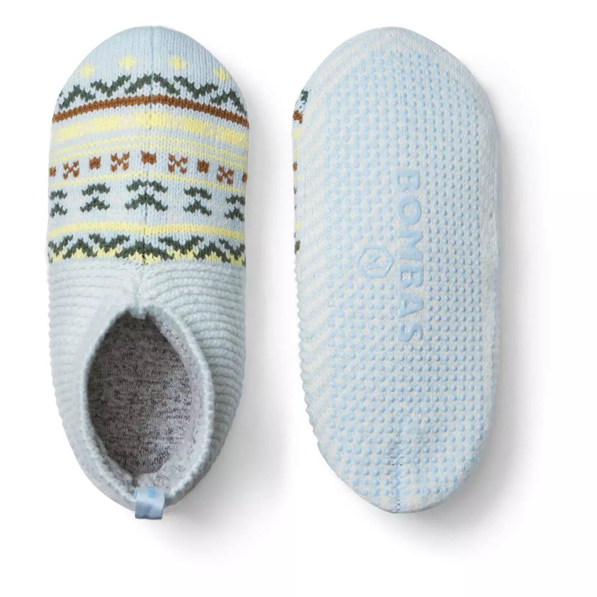 Bombas Retro Fair Isle Gripper Slippers Size 9-11.5