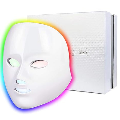 Berber's Led Face Mask Light Therapy, Red Light Therapy for Face, 7-1 Colors LED Facial Skin Care Mask