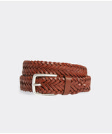 VINEYARD VINES | Men's Flat Braided Leather Belt in Moose | 34