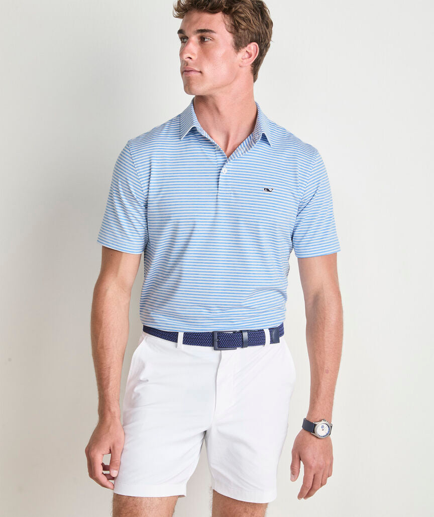 Vineyard Vines Men's Heathered Winstead Sankaty Performance Polo - Ocean Breeze - XL