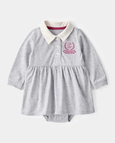 Carter's Baby Varsity Polo Bodysuit Dress - Grey 24M