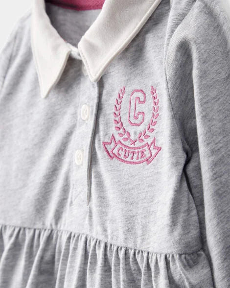 Carter's Baby Varsity Polo Bodysuit Dress - Grey 24M