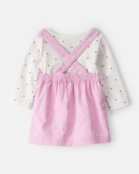 Carter's Baby Girl 3-Piece Heart Print Long-Sleeve Dress Set - Pink 18M