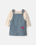 OSH KOSH B'GOSH Baby Girls' Hickory Denim Long-Sleeve Overall Set - Light Wash - 18M
