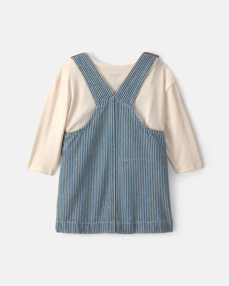OSH KOSH B'GOSH Baby Girls' Hickory Denim Long-Sleeve Overall Set - Light Wash - 18M