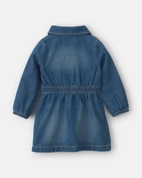 OSH KOSH B'GOSH Baby Girls' Long-Sleeve Denim Dress - Medium Wash - 18M