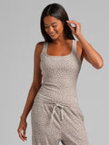 Comfrt-Women's Rib Contour Waist Length Tank-Desert Leopard, M