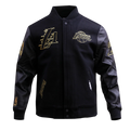 NBA LOS ANGELES LAKERS BLACK & GOLD MEN'S WOOL VARSITY JACKET- SIZE: MED