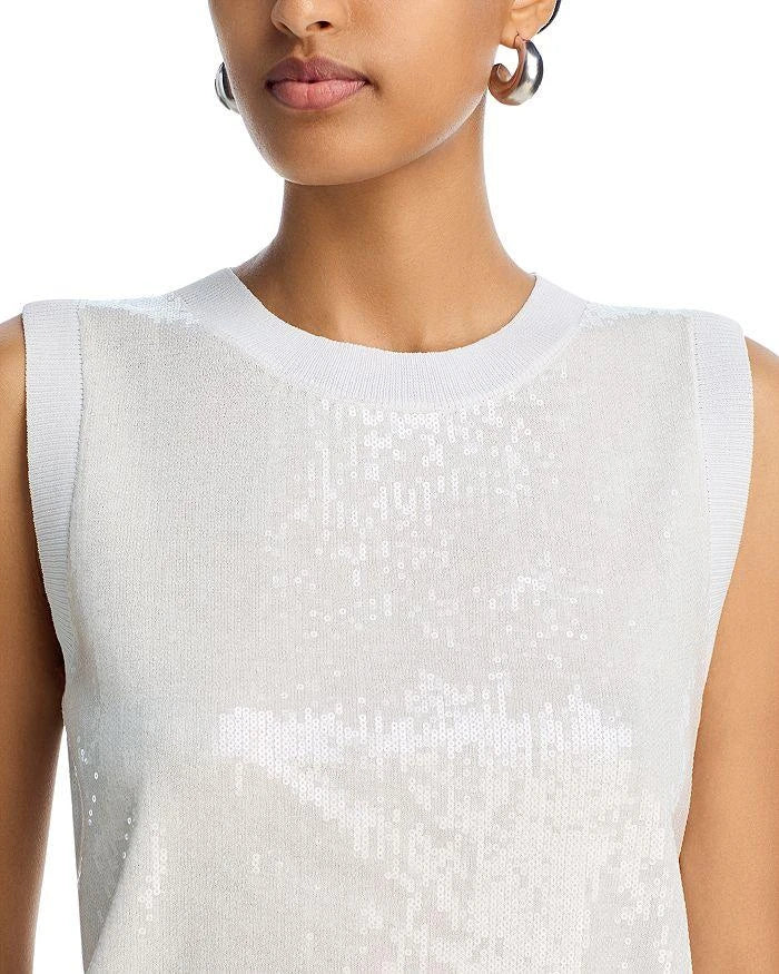 AQUA Women’s Sequin Sweater Tank by Bloomingdale's - White - Size: XXL