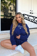 Fashion Nova Monaco Racing Club Embroidered Sweatshirt - Navy SIZE MEDIUM