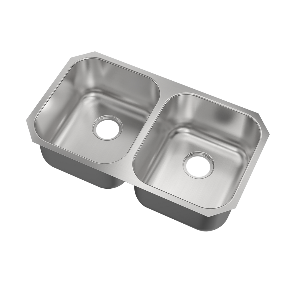 32-Inch 50/50 Double-Bowl Stainless Steel Undermount Kitchen Sink, 18-Gauge