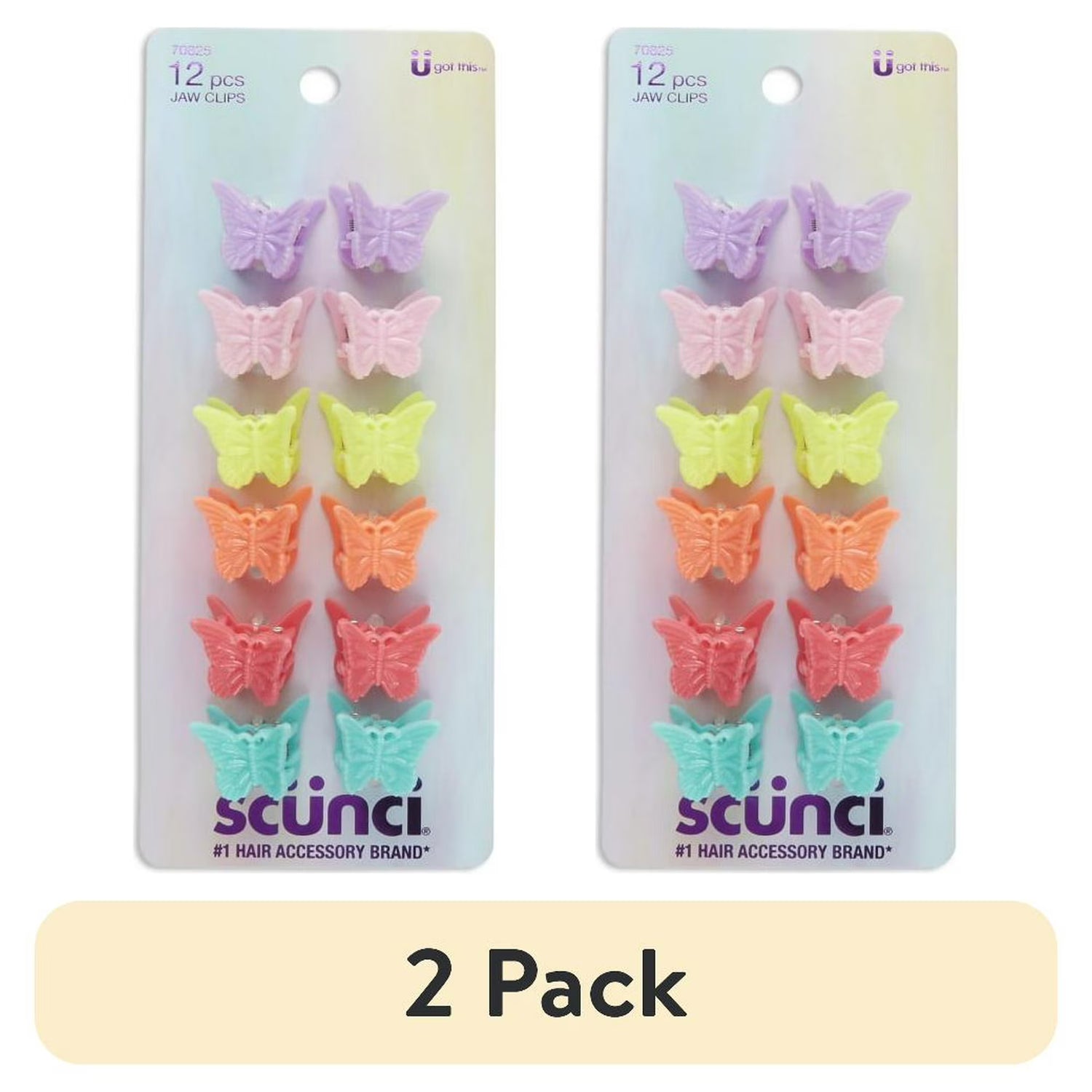 Scunci Mini Butterfly Claw Clips, Multicolor, (12 Count-(2 pack)
