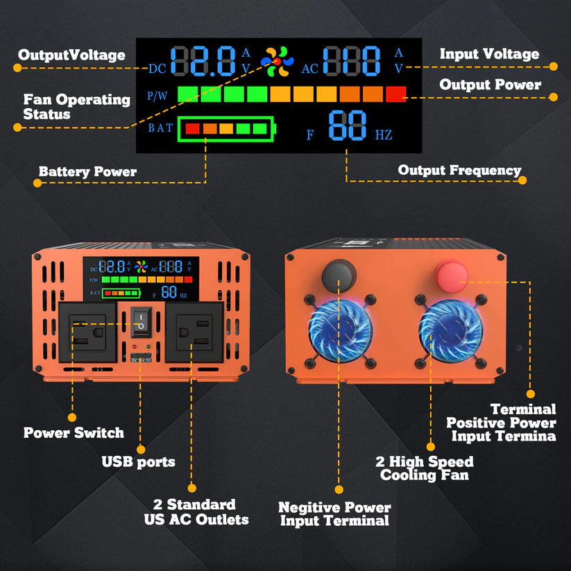 TOPBULL 3000W Modified SIne Wave Inverter 12V to 110V