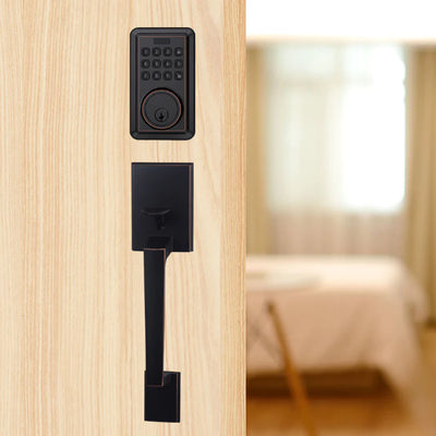 Matte Black Intelligent Elegant Smart Deadbolt Password Key Lock With Heavy Duty Lever Handle Combo Door Lockset
