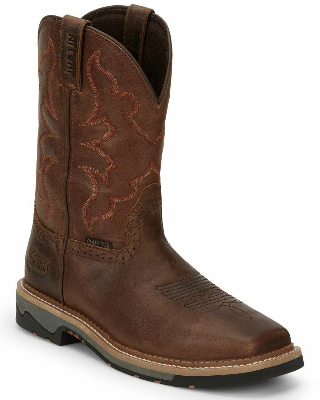 Justin Men's Boot Barn Exclusive Carbide Western Work Boots - Composite Toe - Brown - Size 10D