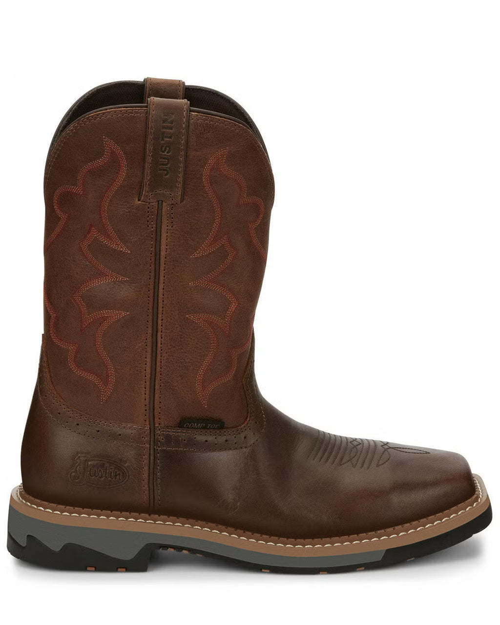 Justin Men's Boot Barn Exclusive Carbide Western Work Boots - Composite Toe - Brown - Size 10D