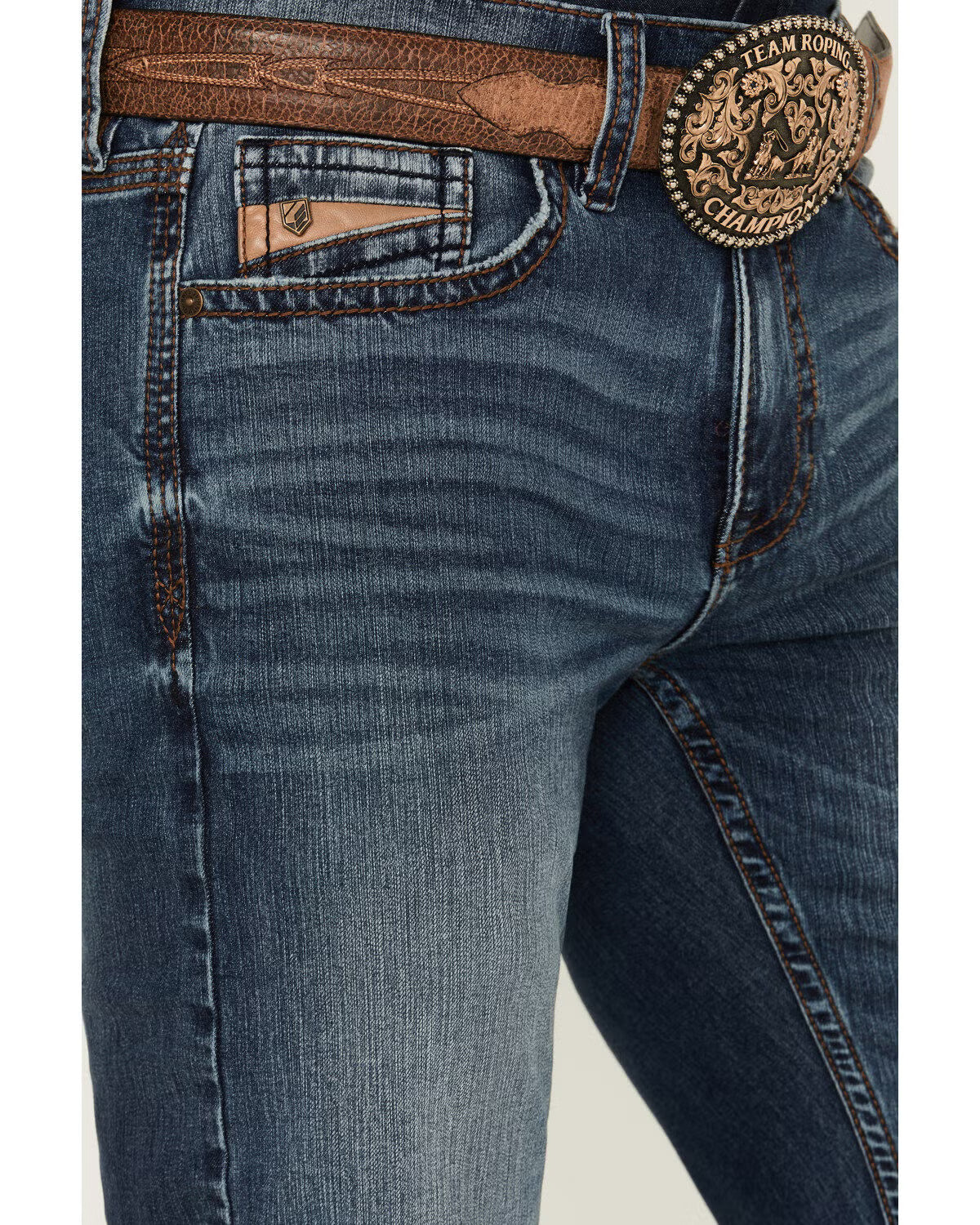 RANK 45® Men's Yuma Wash Trigger Slim Bootcut Performance Stretch Denim Jeans (34 x 30)