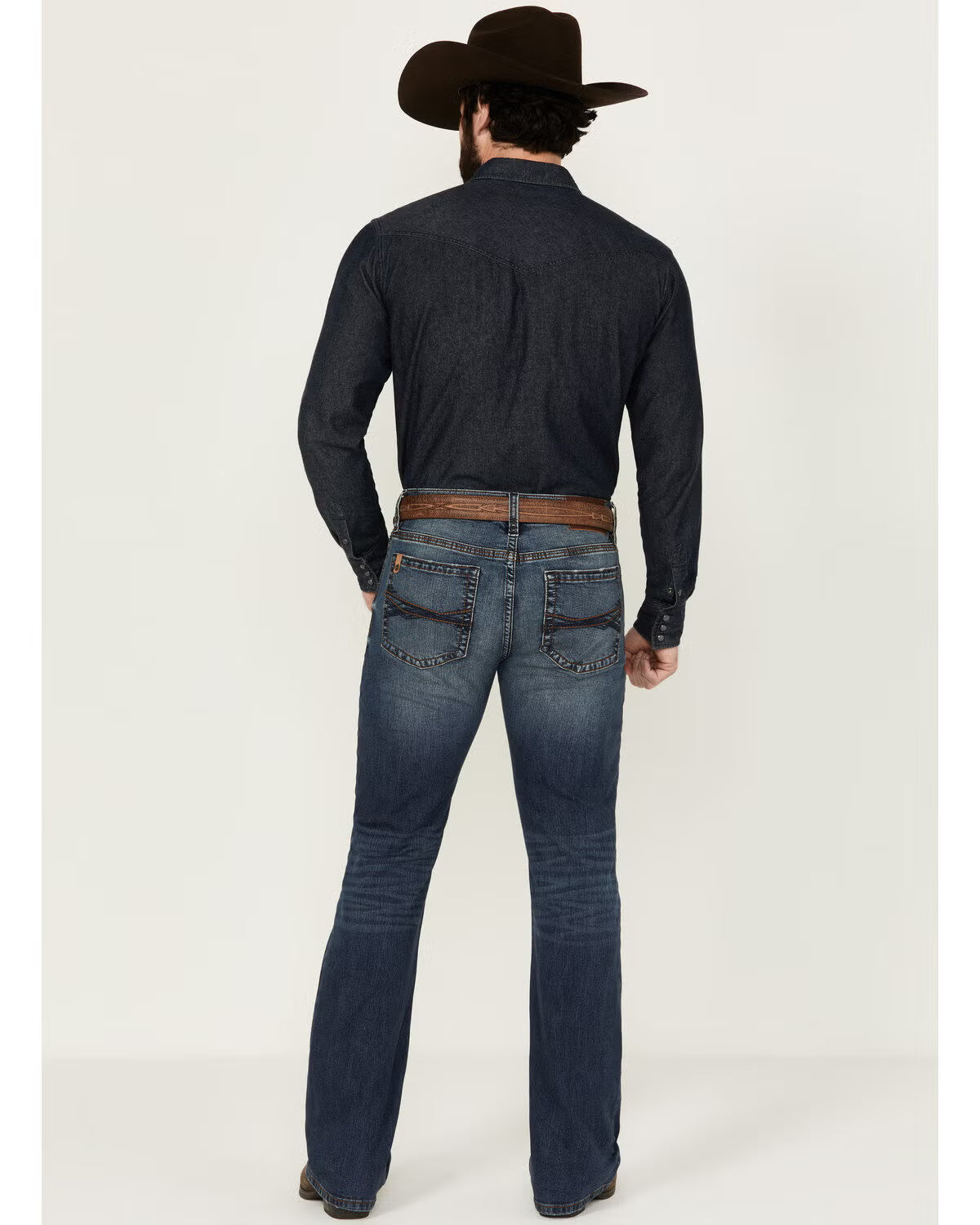 RANK 45® Men's Yuma Wash Trigger Slim Bootcut Performance Stretch Denim Jeans (34 x 30)