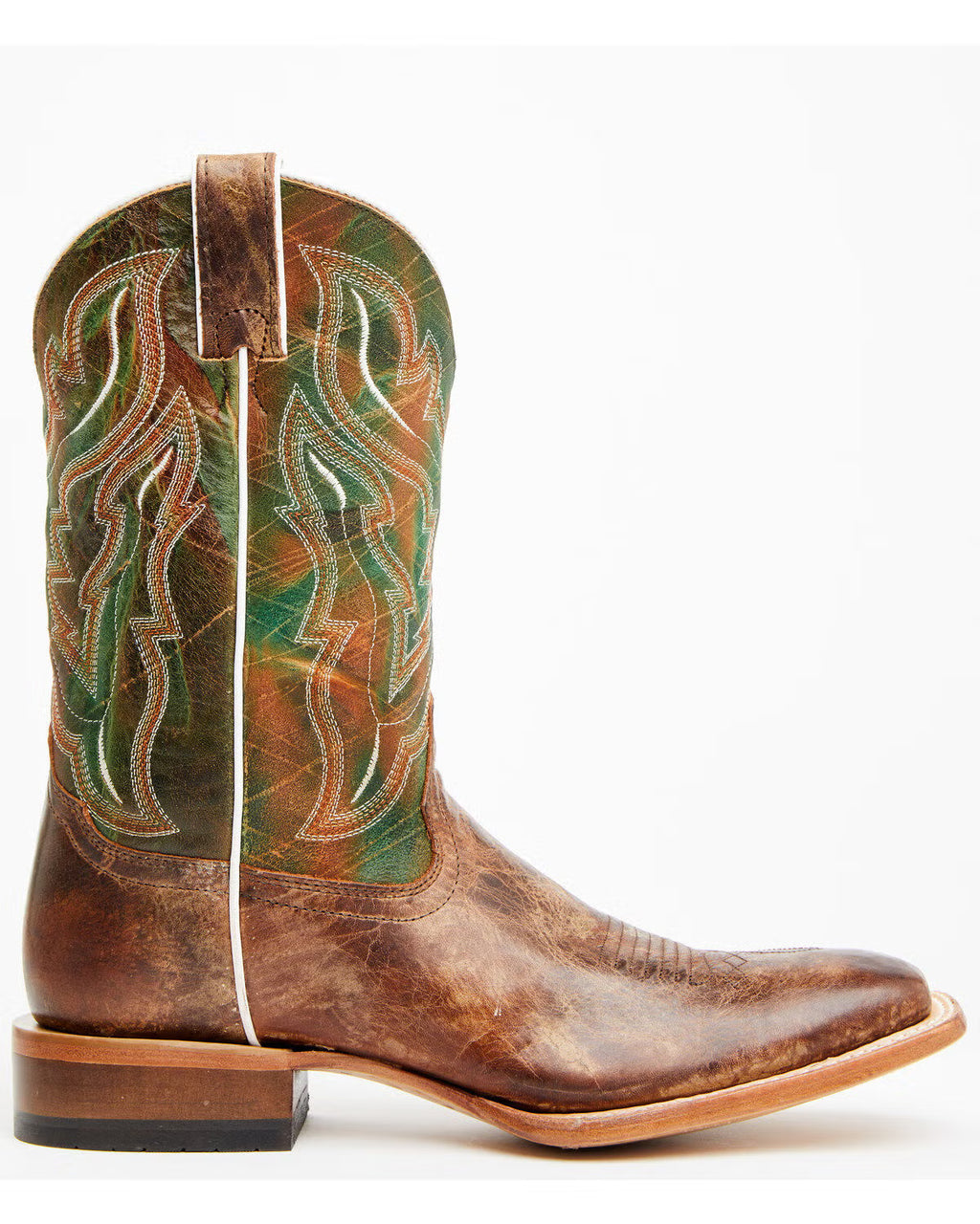 Cody James Men's Road Western Boots, Broad Square Toe, Brown/Green/Orange, 9.5 D
