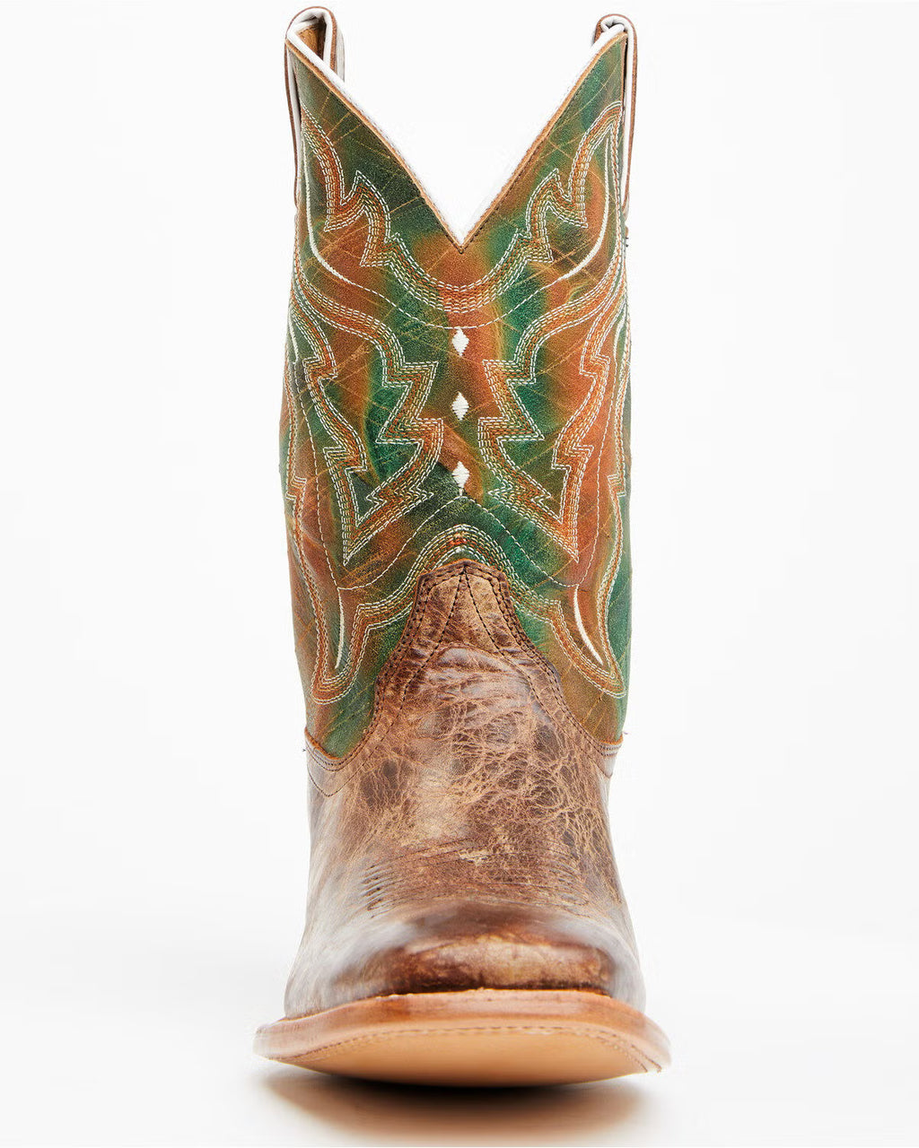 Cody James Men's Road Western Boots, Broad Square Toe, Brown/Green/Orange, 9.5 D