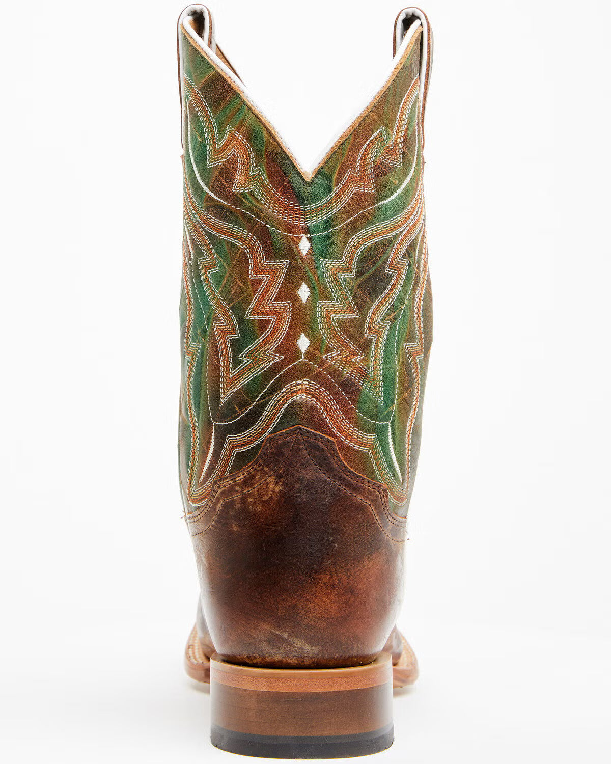 Cody James Men's Road Western Boots, Broad Square Toe, Brown/Green/Orange, 9.5 D