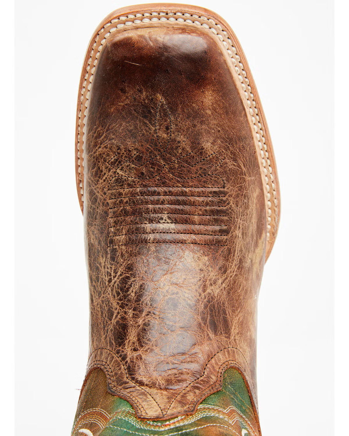 Cody James Men's Road Western Boots, Broad Square Toe, Brown/Green/Orange, 9.5 D