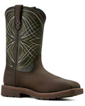 Ariat Men's Activator Waterproof Work Boots - Steel Toe, Dark Brown/Grn (Sz 9.5)