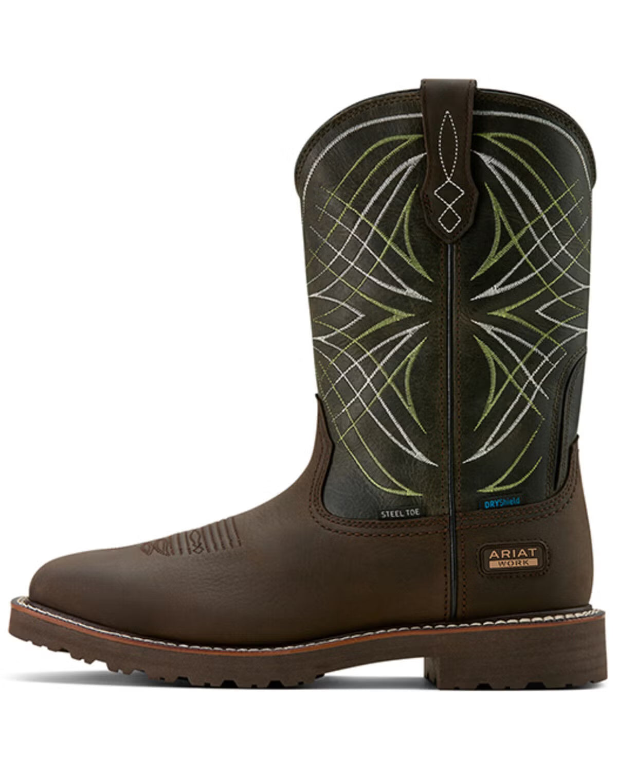 Ariat Men's Activator Waterproof Work Boots - Steel Toe, Dark Brown/Grn (Sz 9.5)