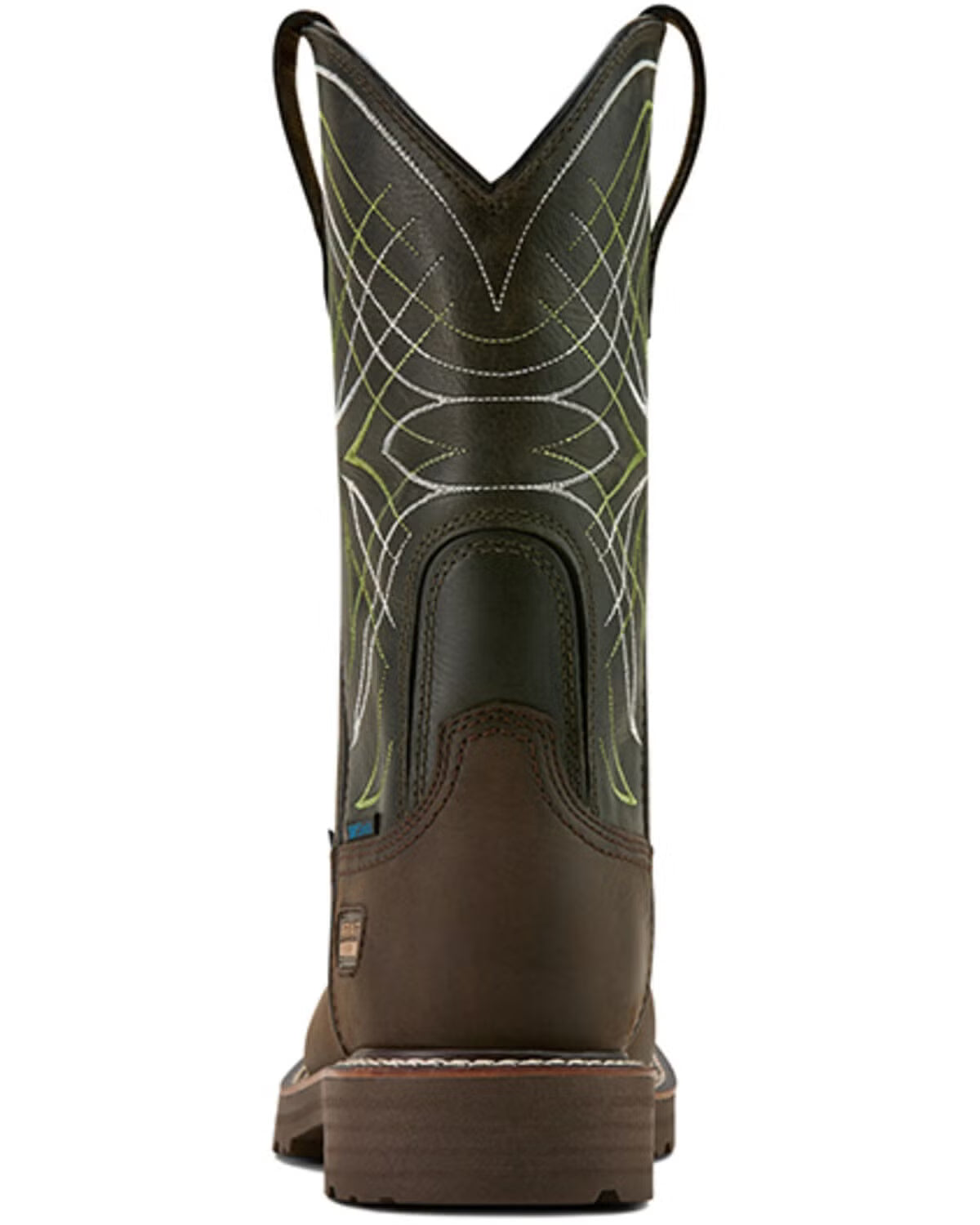 Ariat Men's Activator Waterproof Work Boots - Steel Toe, Dark Brown/Grn (Sz 9.5)