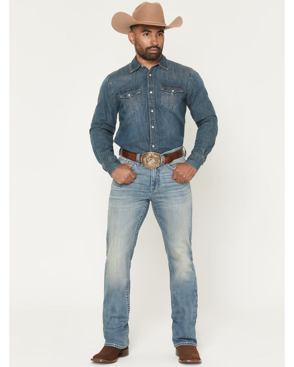 Cody James Men's Rattler Wash Wyatt Slim Bootcut, 35X36