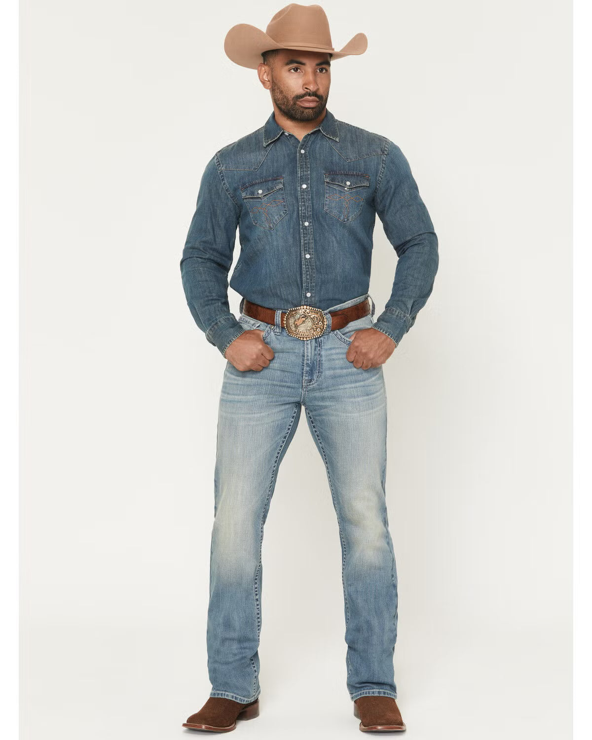 Cody James Men's Rattler Wash Wyatt Slim Bootcut, 35X36
