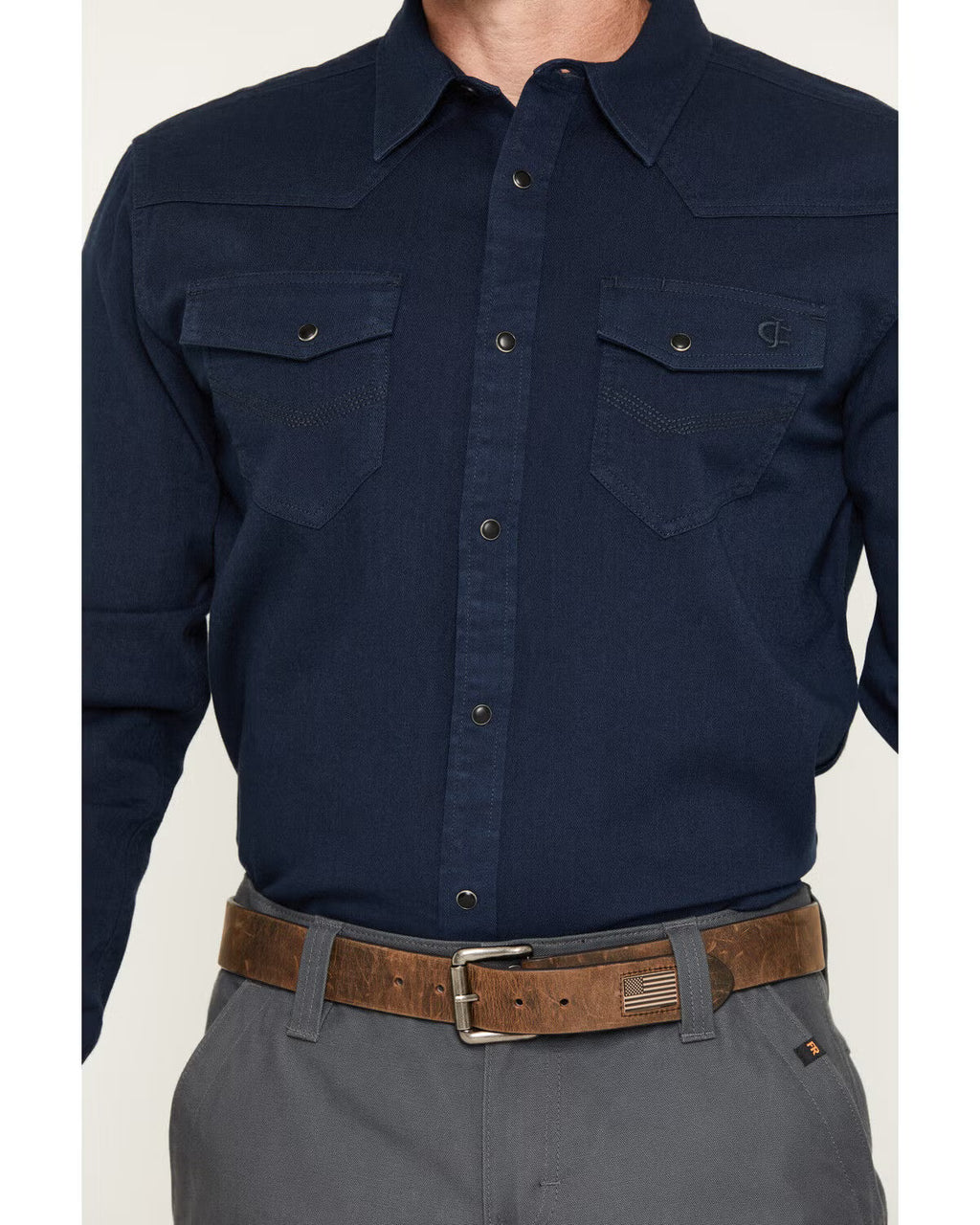 Cody James Men's FR Medora Solid Long Sleeve Snap Work Shirt, Navy (Sz S)
