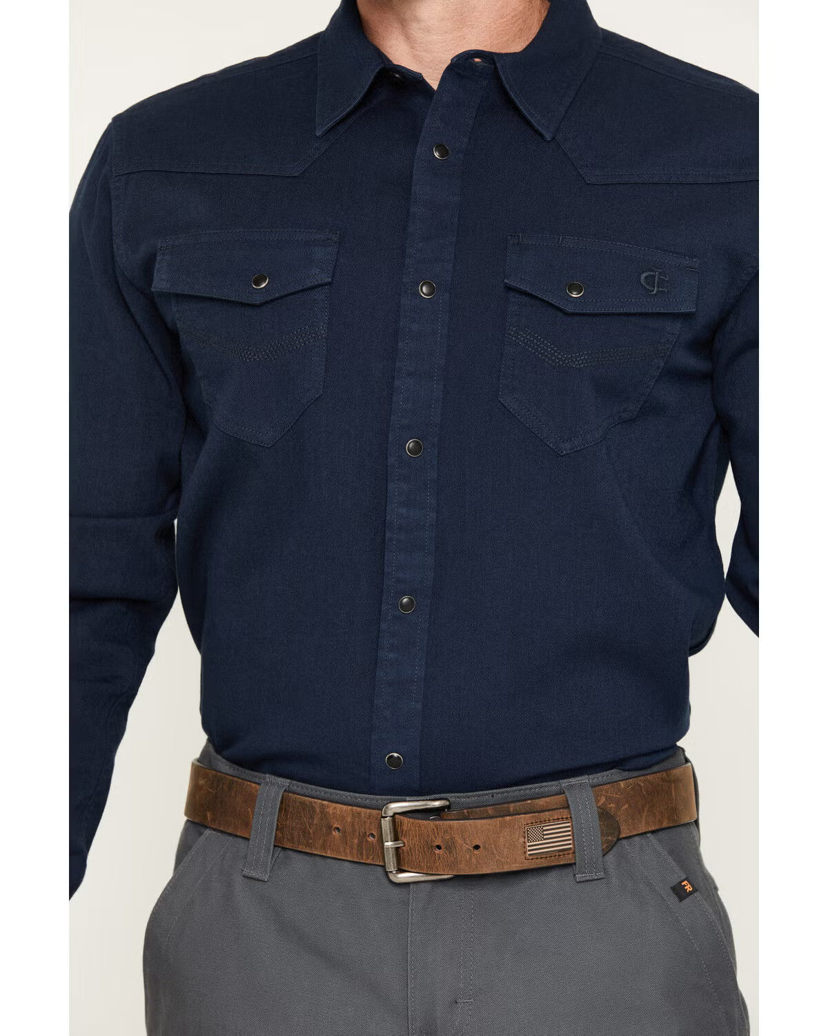 Cody James Men's FR Medora Solid Long Sleeve Snap Work Shirt, Navy (Sz S)