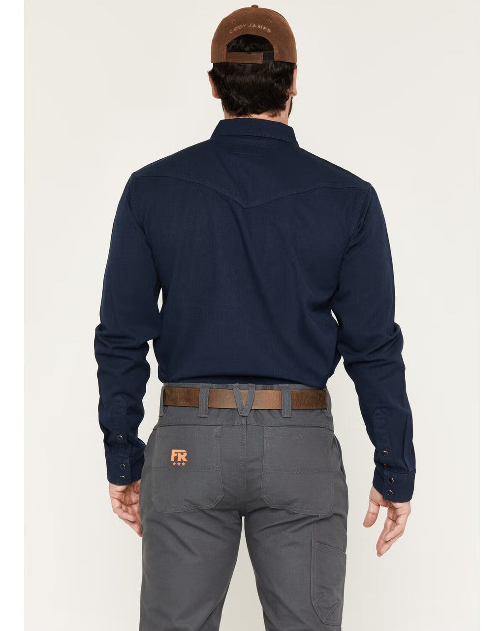 Cody James Men's FR Medora Solid Long Sleeve Snap Work Shirt, Navy (Sz S)