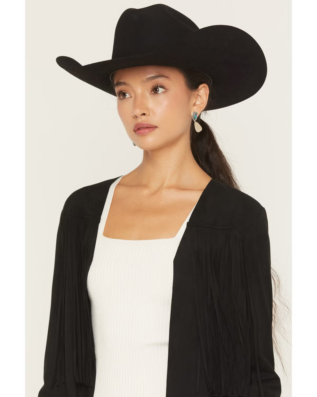 Shyanne Women's Fringe Faux Suede Cropped Jacket - Black - Size XS