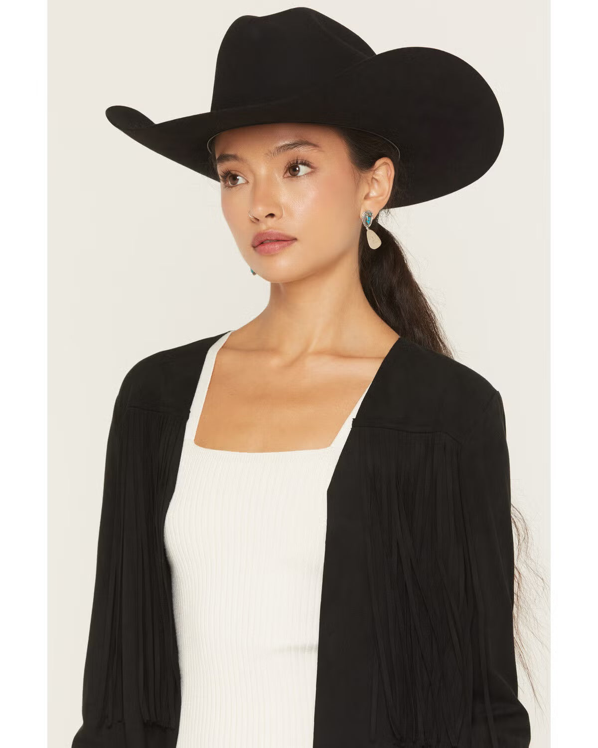Shyanne Women's Fringe Faux Suede Cropped Jacket - Black - Size XS