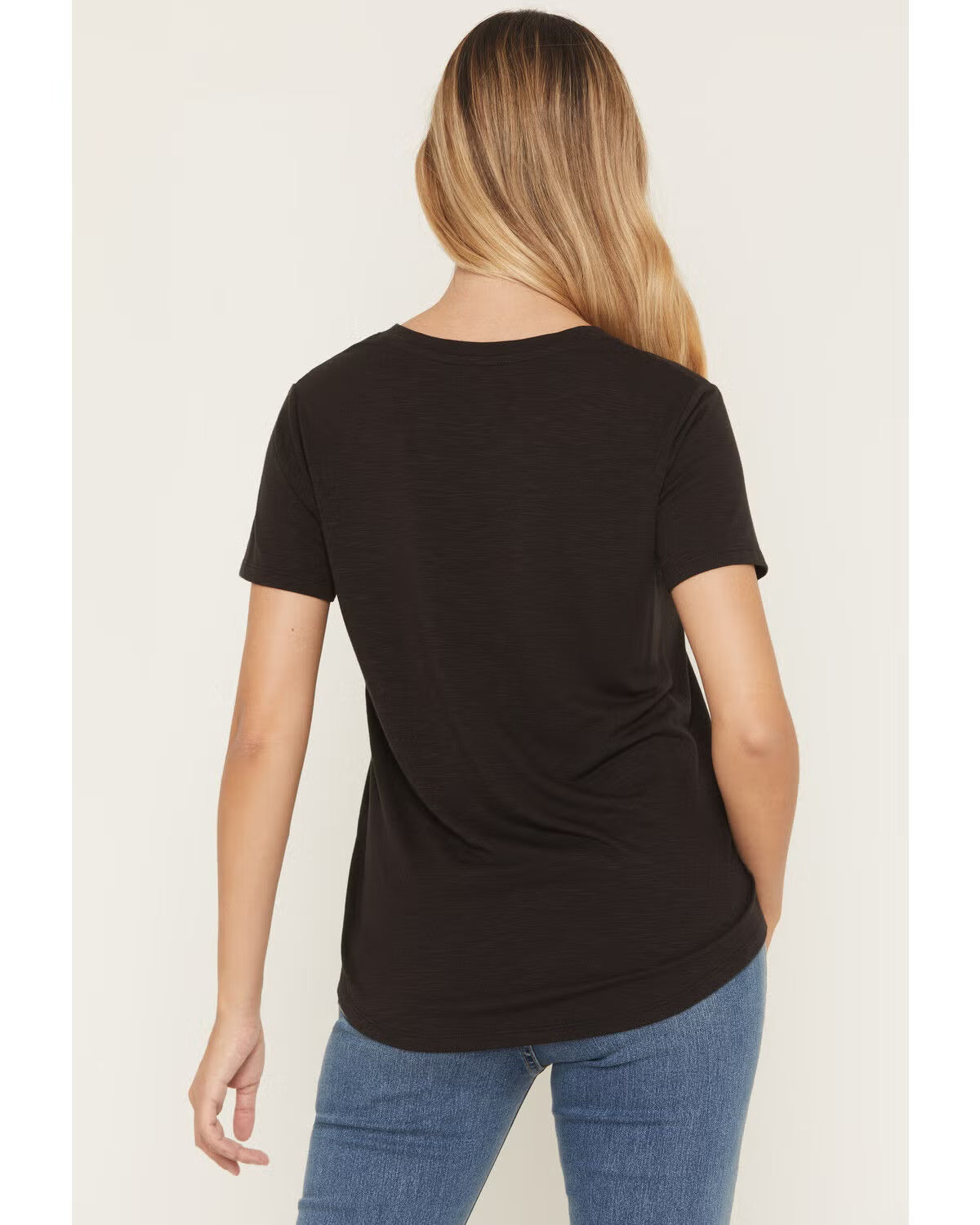 Blended Women's Steer Head Rhinestone Short Sleeve Graphic Tee, Black - Medium
