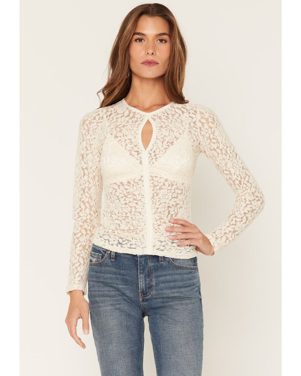 Boot Barn - Shyanne Women's Hadley Long Sleeve Lace Keyhole Top, XL