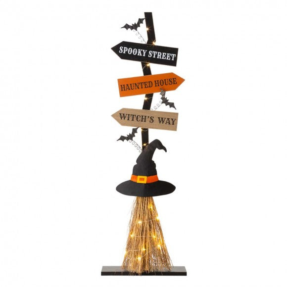 *Glitzhome 42"H Lighted Wooden Witch's Broom Porch Decor