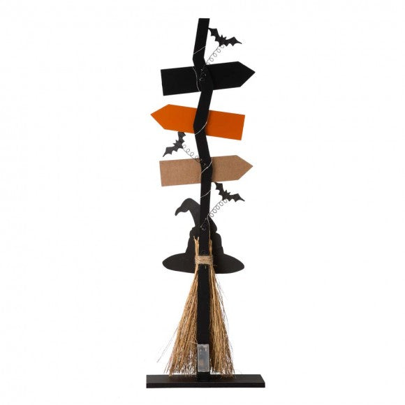 *Glitzhome 42"H Lighted Wooden Witch's Broom Porch Decor