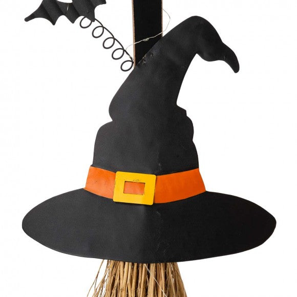 *Glitzhome 42"H Lighted Wooden Witch's Broom Porch Decor