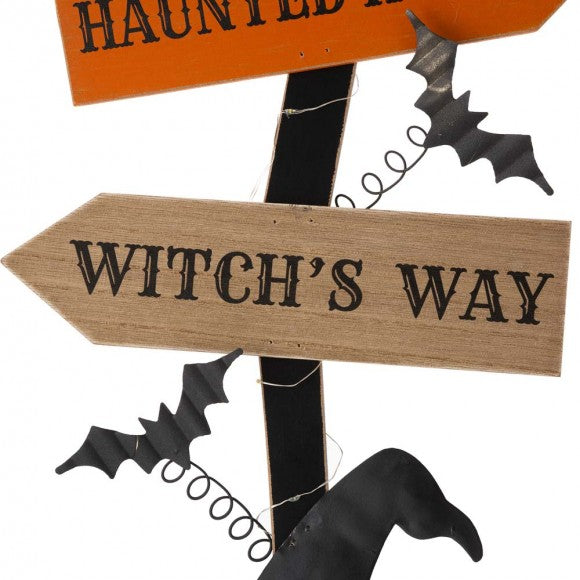 *Glitzhome 42"H Lighted Wooden Witch's Broom Porch Decor