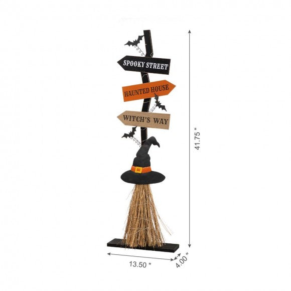 *Glitzhome 42"H Lighted Wooden Witch's Broom Porch Decor