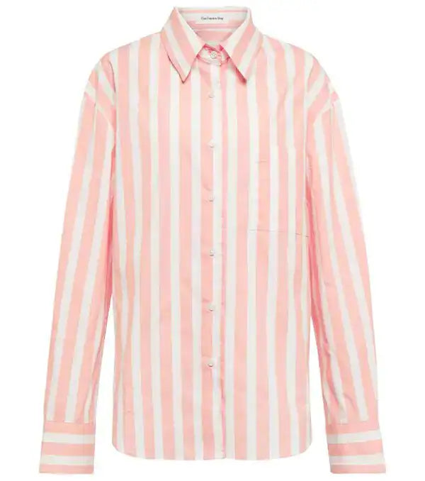 Banana Republic Classic Poplin Shirt - Pink Stripe - Large