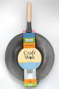 *Craft Wok Hand Hammered 14in Flat Bottom, Carbon Steel Wok with Wooden Handle, 731W316