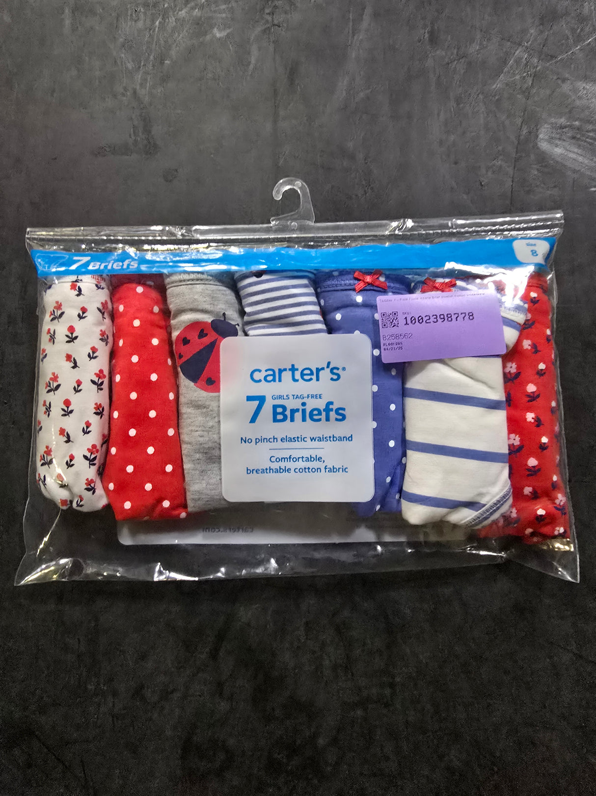 Toddler 7-Pack Floral Hearts Brief Stretch Cotton Underwear Size 8