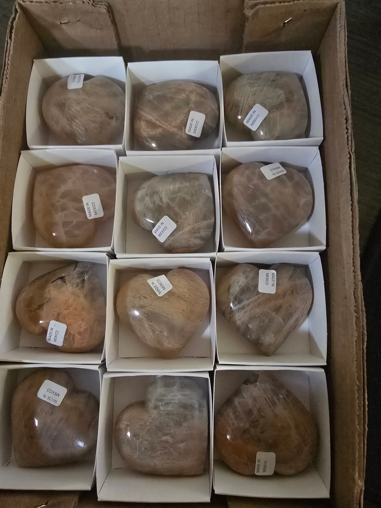 Moonstone Heart Carving 1pc (Assorted)