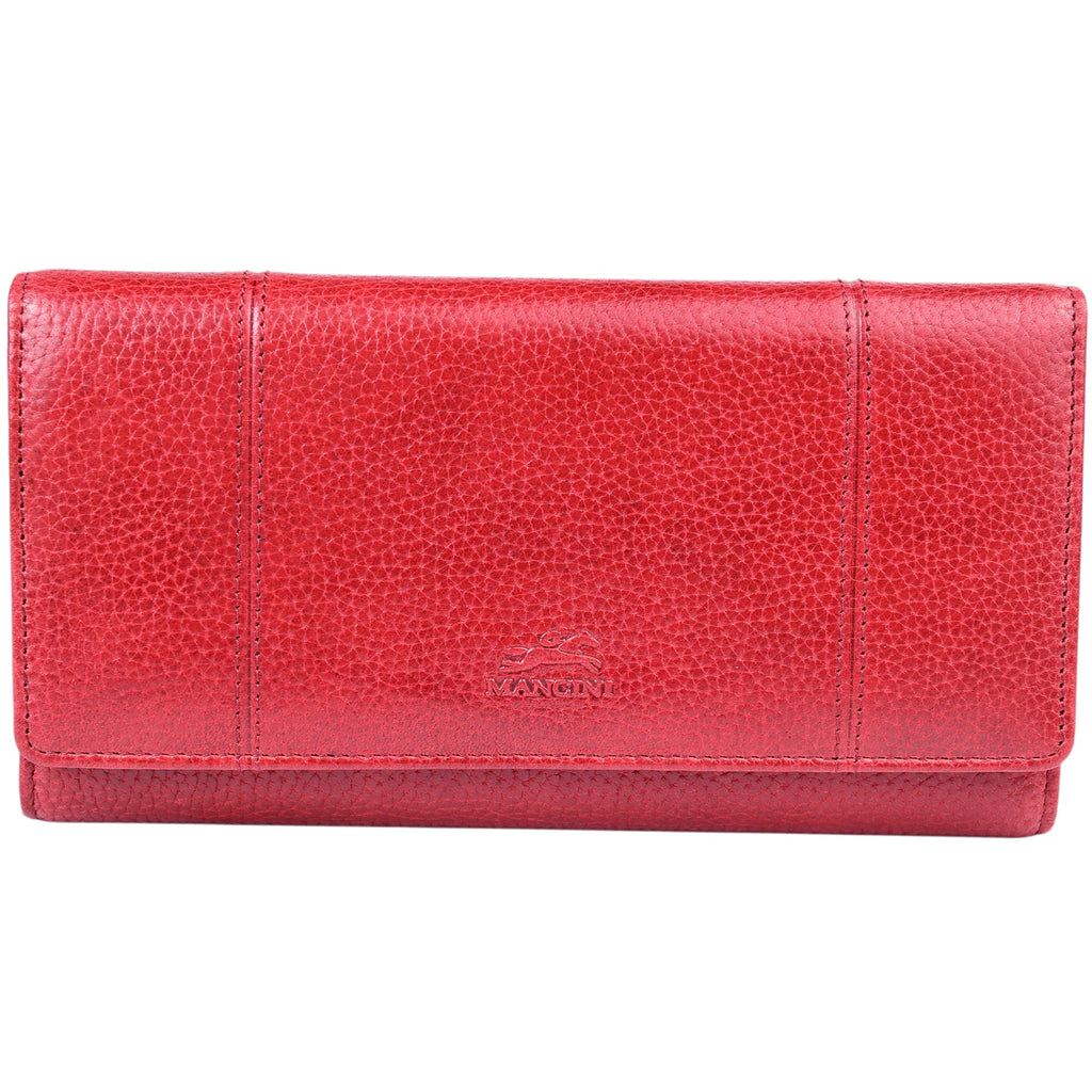 *Mancini Fifth Avenue RFID Secure Trifold Wallet, Red, Women's