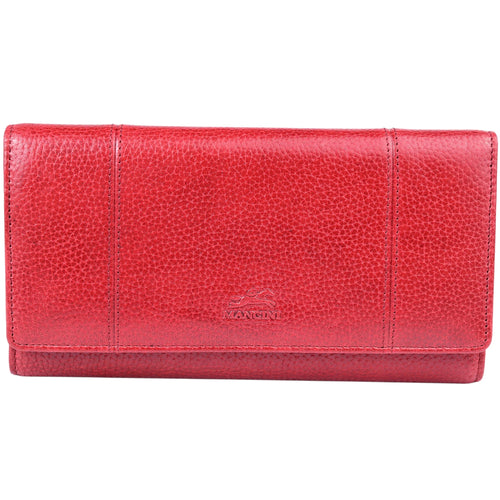 *Mancini Fifth Avenue RFID Secure Trifold Wallet, Red, Women's